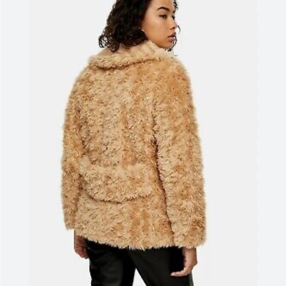 NWT Topshop camel textured teddy  coat 6 - Picture 2 of 11